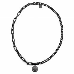 Lucleon Collier Caleb Amager à double chaîne noire, maille dorée et pendentif Smiley -Colliers Soldes 1 1.fd6ee46e8a56fa5fb6cf2cc7ecd07029