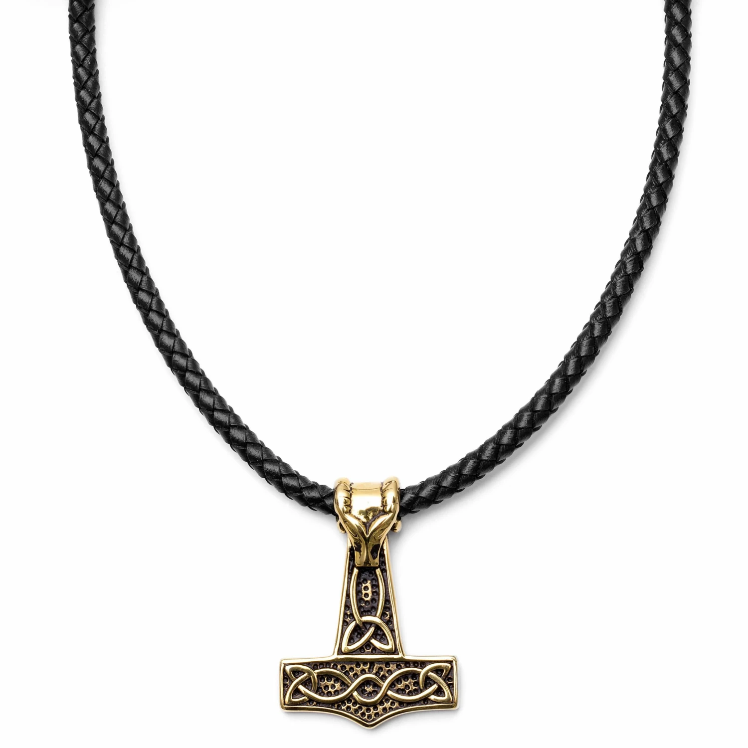 Fort Tempus Collier en cuir noir et pendentif marteau de Thor Mjöllnir 2 Fort Tempus Collier en cuir noir et pendentif marteau de Thor Mjöllnir
