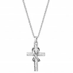 Lucleon Collier argenté à pendentif en croix et symbole de l'infini