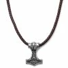 Fort Tempus Collier en cuir marron et pendentif Viking double face -Colliers Soldes 10 4 94