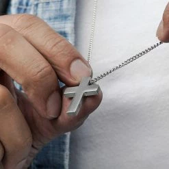 Lucleon Collier à croix argentée Le Fils -Colliers Soldes 10003best