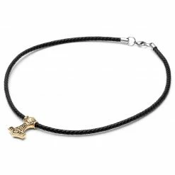 Fort Tempus Collier en cuir noir et pendentif triquètre double face -Colliers Soldes 11 1 4 299
