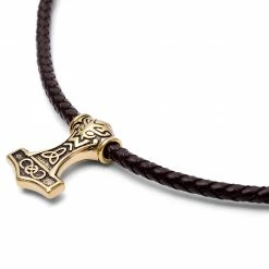 Fort Tempus Collier en cuir brun Triquetra double face -Colliers Soldes 11 2 2 222