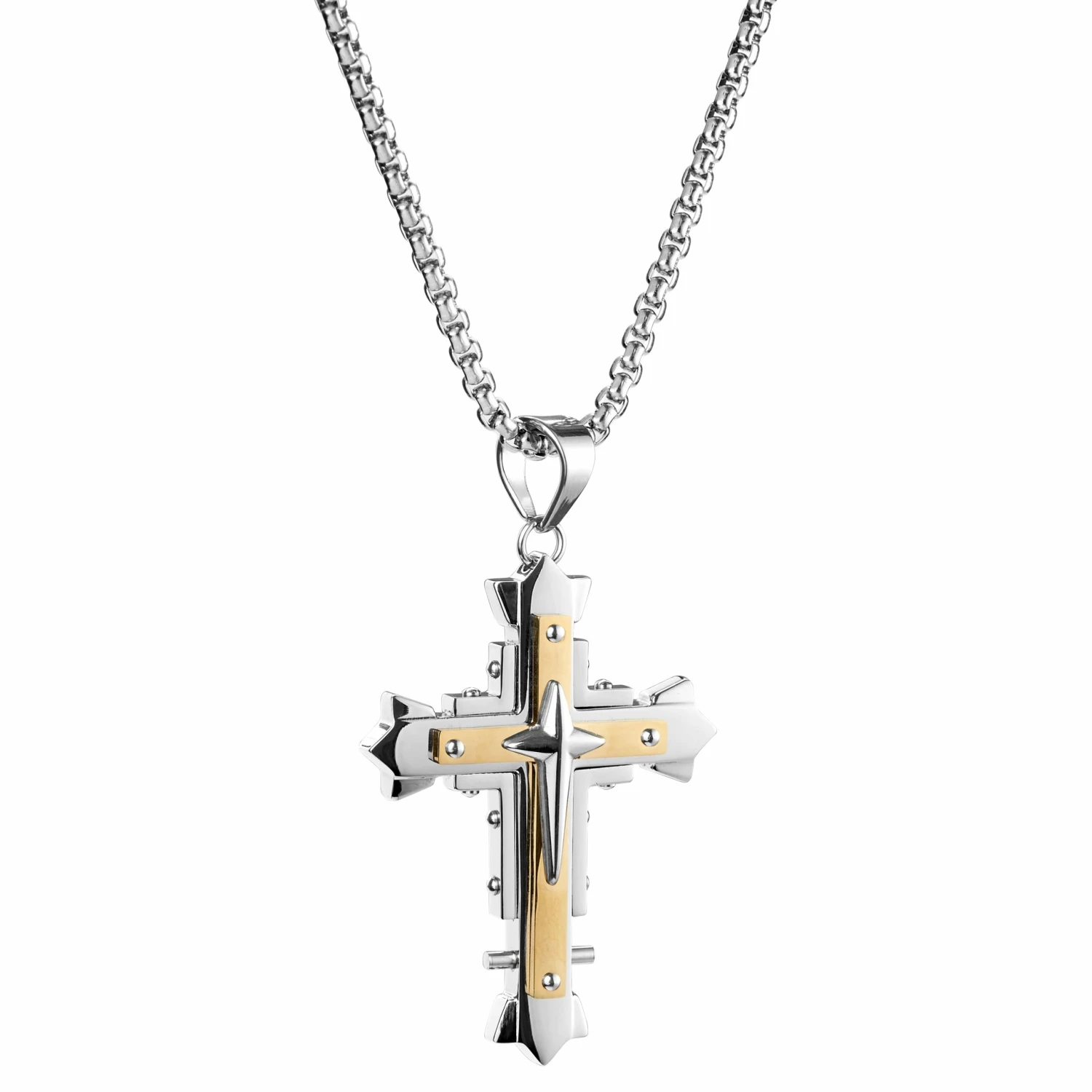 Fort Tempus Collier à croix chrétienne rivetée 7 Fort Tempus Collier à croix chrétienne rivetée – Image 5