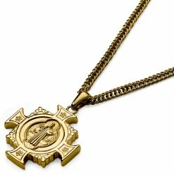 Lucleon Sanctus | Collier doré à pendentif Croix de Saint-Benoît -Colliers Soldes 11 2b06cefafc376d0c9049716e9d7fe8db4