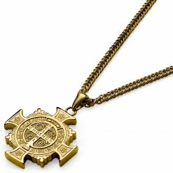 Lucleon Sanctus | Collier doré à pendentif Croix de Saint-Benoît -Colliers Soldes 11 31364a5a6e2476a3690680a9dfa52a87f