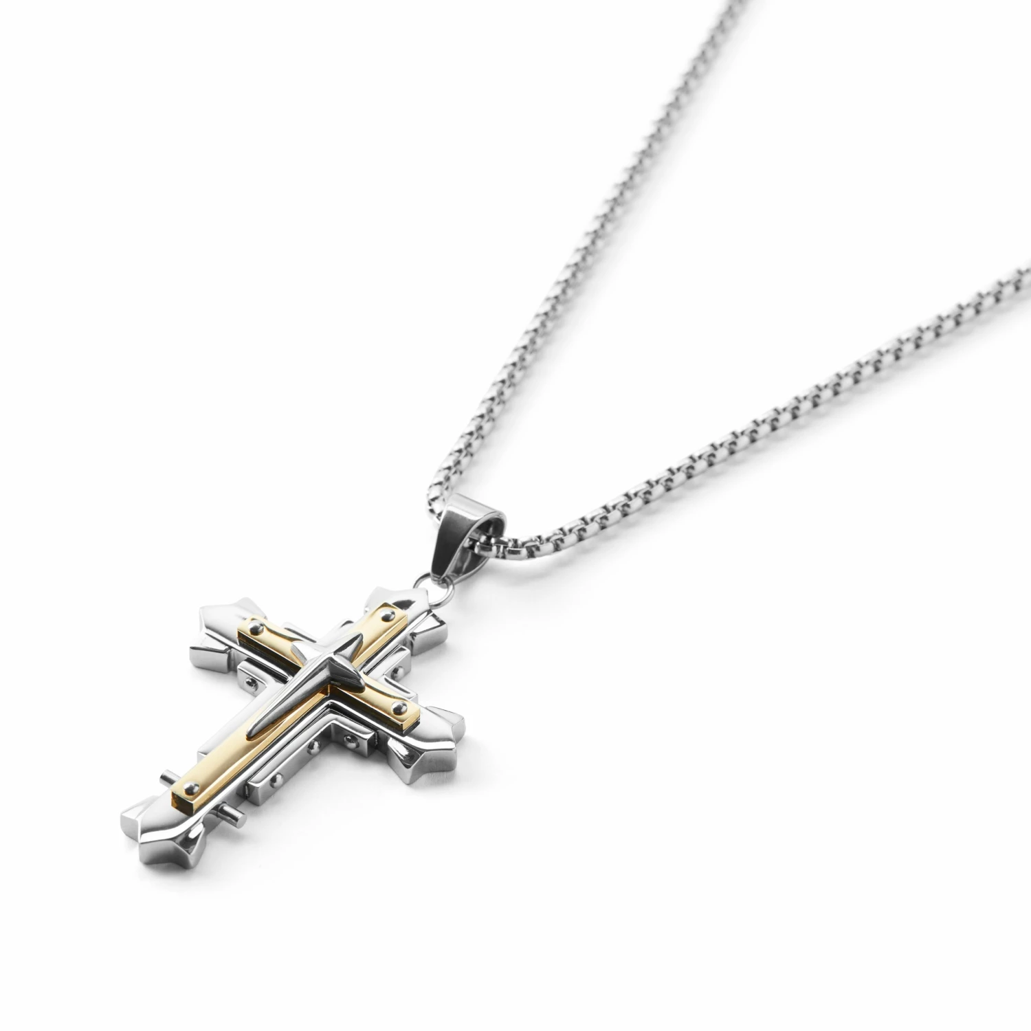 Fort Tempus Collier à croix chrétienne rivetée 4 Fort Tempus Collier à croix chrétienne rivetée – Image 2