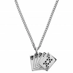 Seizmont Ace | Collier argenté avec pendentif "La quinte flush royale"