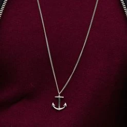 Lucleon Collier en acier à pendentif ancre marine -Colliers Soldes 12033 necklace