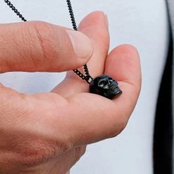 Lucleon Collier crâne noir -Colliers Soldes 12037 necklase