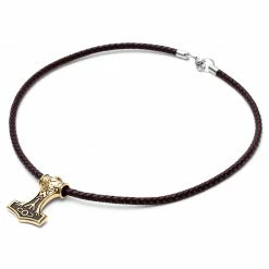 Fort Tempus Collier en cuir marron et pendentif celtique double face doré 8 Fort Tempus Collier en cuir marron et pendentif celtique double face doré -Colliers Soldes 13 1 50 1 194