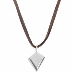 Lucleon Collier en cuir brut à pendentif argenté Le diamant