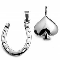 Seizmont Ace | Set de deux pendentifs argentés "L'as de pique" et "Le fer à cheval"
