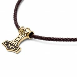 Fort Tempus Collier en cuir marron et pendentif celtique double face doré 9 Fort Tempus Collier en cuir marron et pendentif celtique double face doré -Colliers Soldes 13 3 125