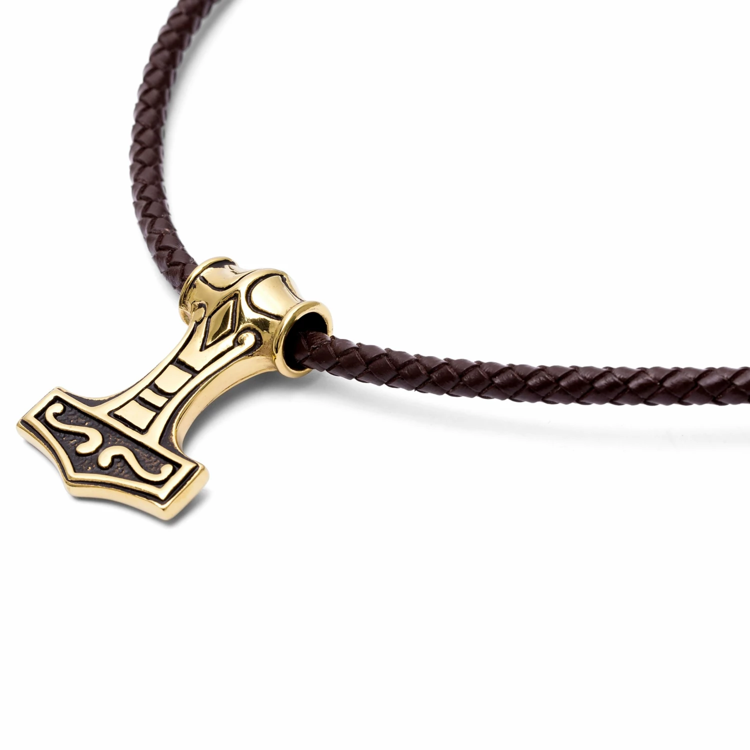 Fort Tempus Collier en cuir marron et pendentif celtique double face doré 6 Fort Tempus Collier en cuir marron et pendentif celtique double face doré – Image 4