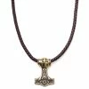 Fort Tempus Collier en cuir marron et pendentif celtique double face doré -Colliers Soldes 13 4 56