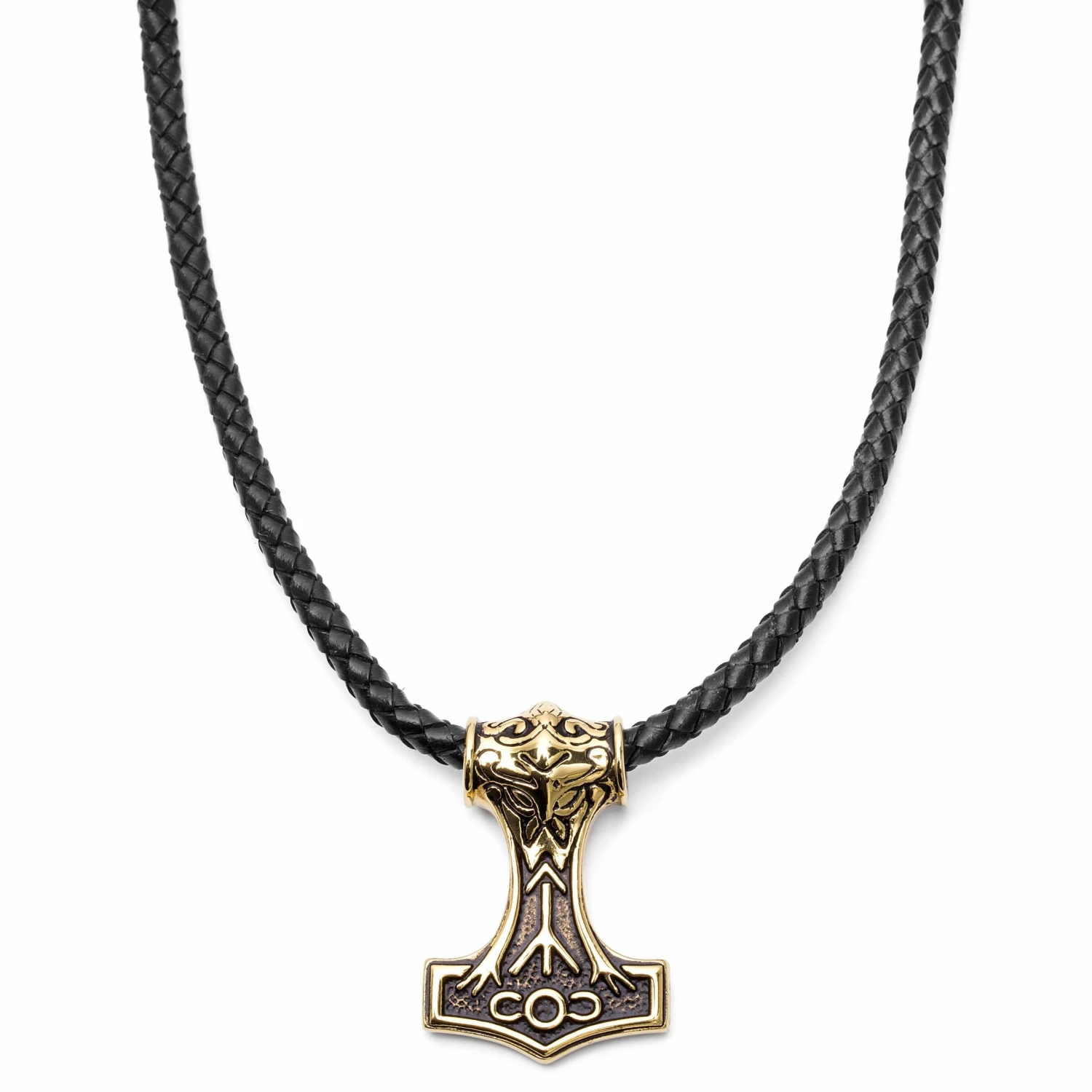 Fort Tempus Collier en cuir noir à pendentif celtique double face doré 3 Fort Tempus Collier en cuir noir à pendentif celtique double face doré
