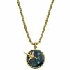 Arkai Atlas | Collier doré à pendentif étoile polaire et pierre d'azurite et malachite