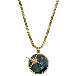 Arkai Atlas | Collier doré à pendentif étoile polaire et pierre d'azurite et malachite
