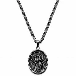 Lucleon Sanctus | Collier argenté vintage Le Cœur Immaculé de Marie