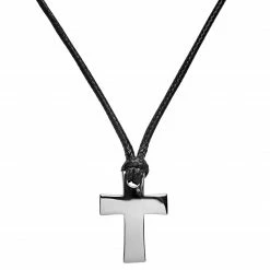 Lucleon Collier à pendentif en croix argentée Leo Gravel