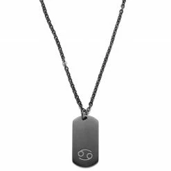 Lucleon Collier zodiaque en acier gunmetal - Le Cancer