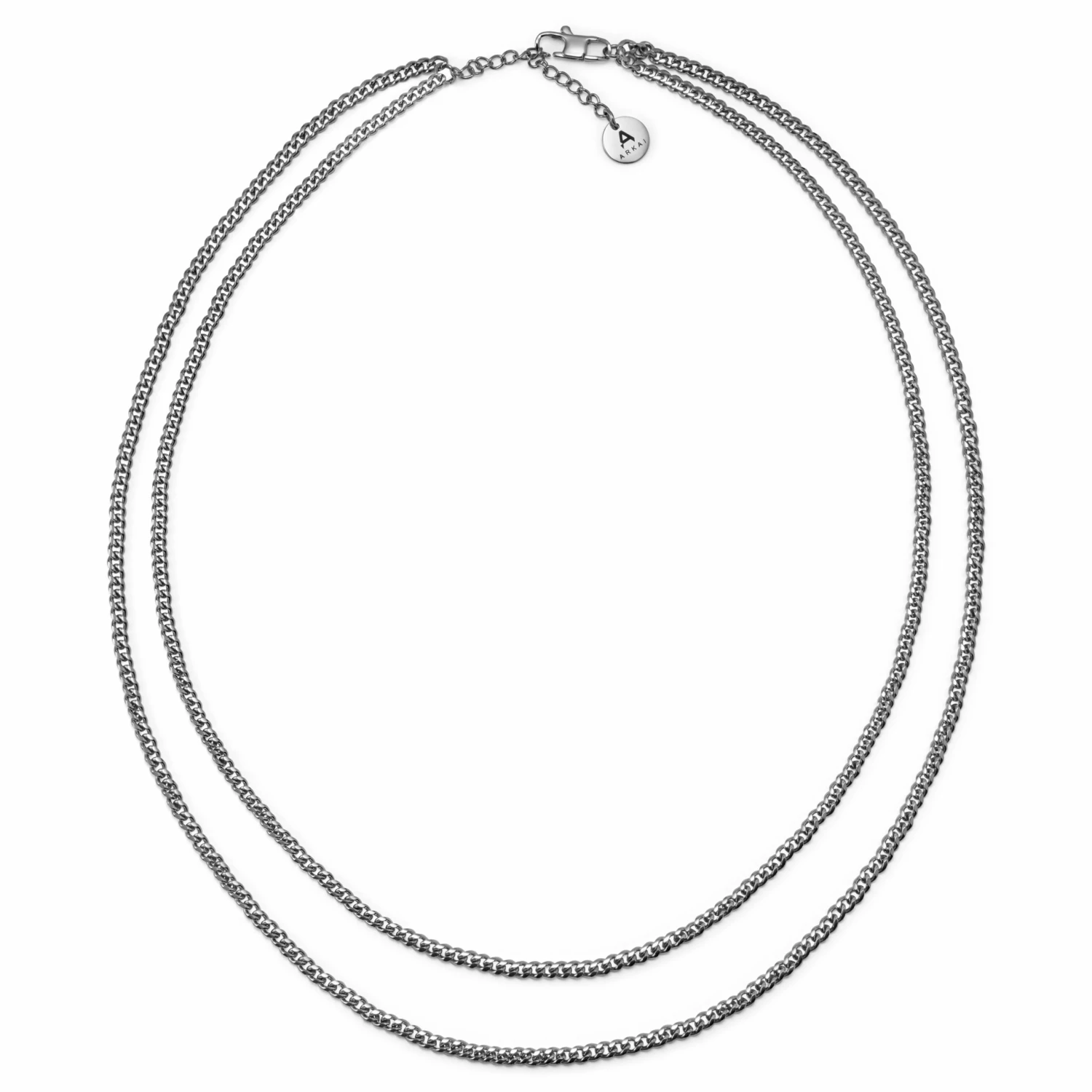 Arkai Collier argenté Rico à double chaîne 6 Arkai Collier argenté Rico à double chaîne – Image 4