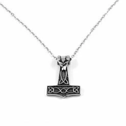 Fort Tempus Collier en acier avec marteau de Thor