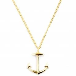 Lucleon Collier doré à pendentif ancre marine
