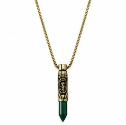 Arkai Collier Rico à pendentif en forme de cartouche dorée et onyx vert