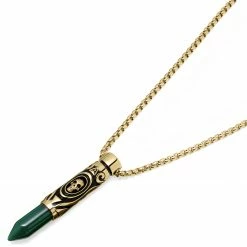 Arkai Collier Rico à pendentif en forme de cartouche dorée et onyx vert -Colliers Soldes 2 2.c4a40fdc3b2222040aee28a7c2cbc9be