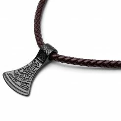 Fort Tempus Collier en cuir marron et rune hache de Thor -Colliers Soldes 2 3 229