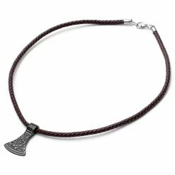 Fort Tempus Collier en cuir marron et rune hache de Thor -Colliers Soldes 2 4 149