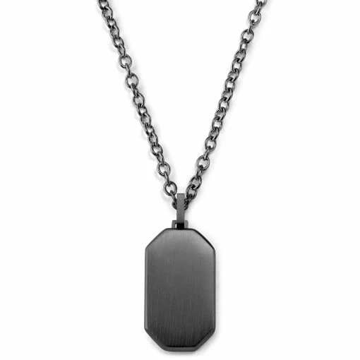 Lucleon Collier à pendentif plaque d'identité couleur gris gunmetal -Colliers Soldes 20475 01