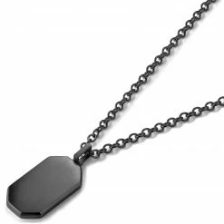 Lucleon Collier à pendentif plaque d'identité couleur gris gunmetal -Colliers Soldes 20475 02