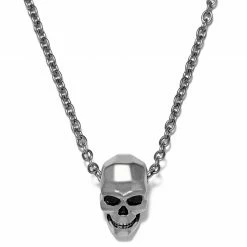 Moody Mason Collier Jax en acier à pendentif tête de mort