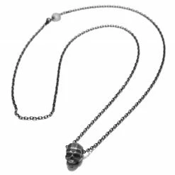 Moody Mason Collier Jax en acier gris foncé à pendentif tête de mort -Colliers Soldes 21461 3