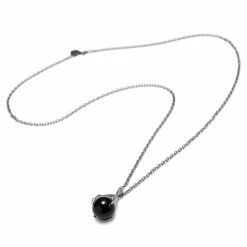 Moody Mason Collier Jax en acier argenté avec serre de dragon et agate noire -Colliers Soldes 21462 3