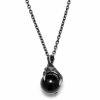 Moody Mason Collier Jax en acier gris foncé avec serre de dragon et agate noire -Colliers Soldes 21464 1