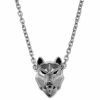 Moody Mason Collier Jax en acier à pendentif tête de loup -Colliers Soldes 21468 1
