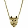 Moody Mason Collier Jax en acier doré à pendentif tête de loup -Colliers Soldes 21469 1