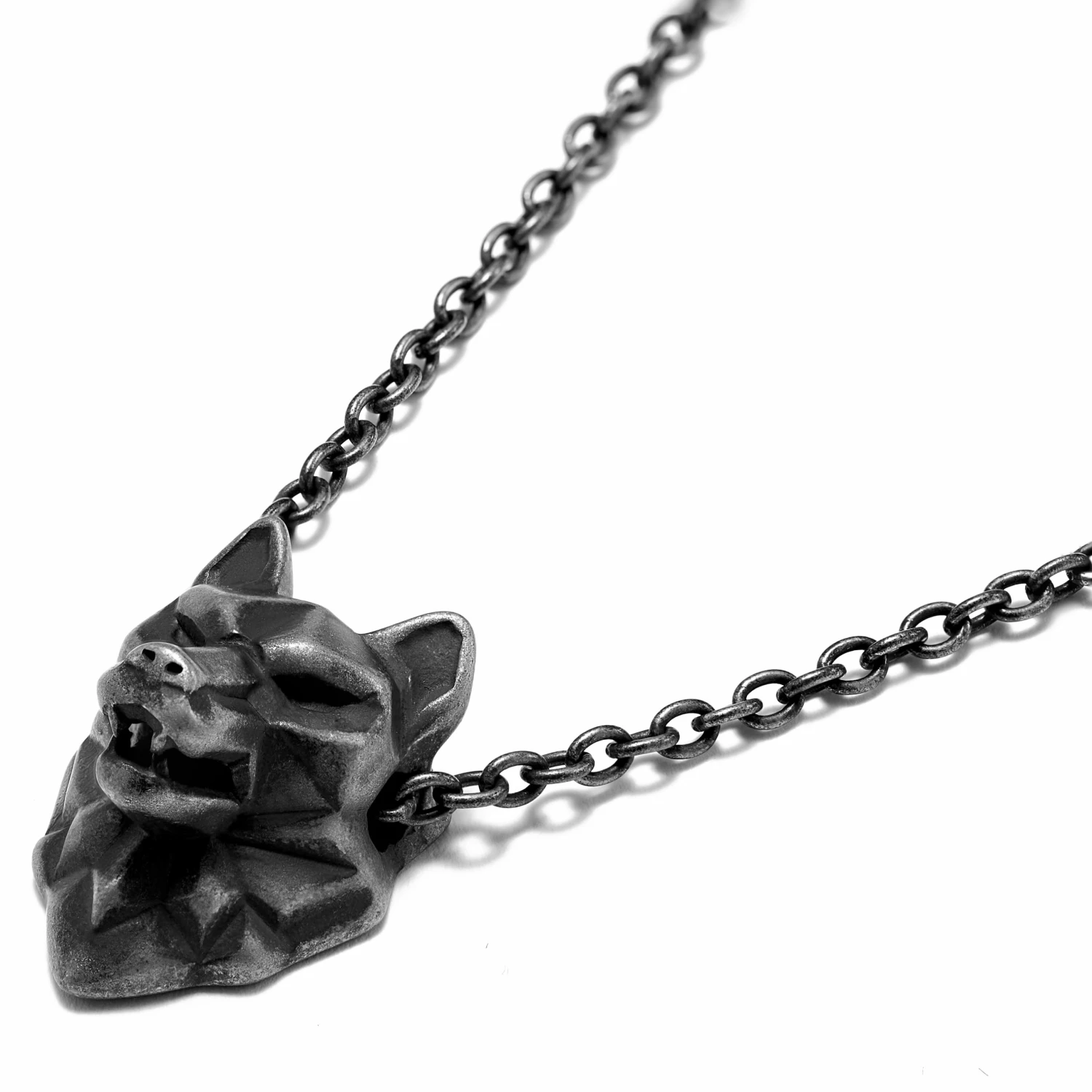 Moody Mason Collier Jax en acier gris à pendentif tête de loup 4 Moody Mason Collier Jax en acier gris à pendentif tête de loup – Image 2