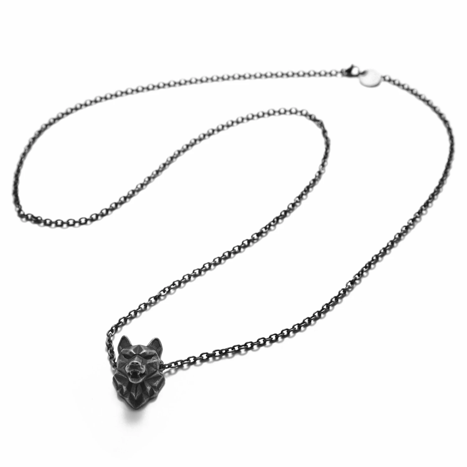 Moody Mason Collier Jax en acier gris à pendentif tête de loup 5 Moody Mason Collier Jax en acier gris à pendentif tête de loup – Image 3