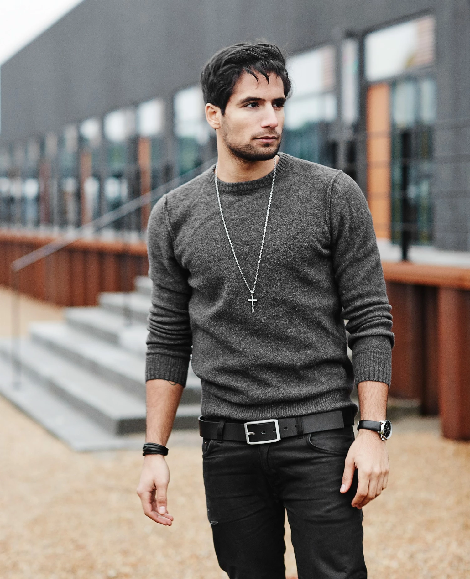 Lucleon Collier croix chrétienne en acier, gravures obliques 7 Lucleon Collier croix chrétienne en acier, gravures obliques – Image 5