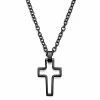 Lucleon Collier à pendentif croix noire en acier -Colliers Soldes 25 139154b642557a01be31bf0d2cf8aacb9