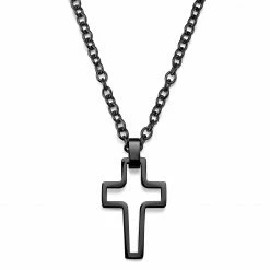 Lucleon Collier Ă pendentif croix noire en acier