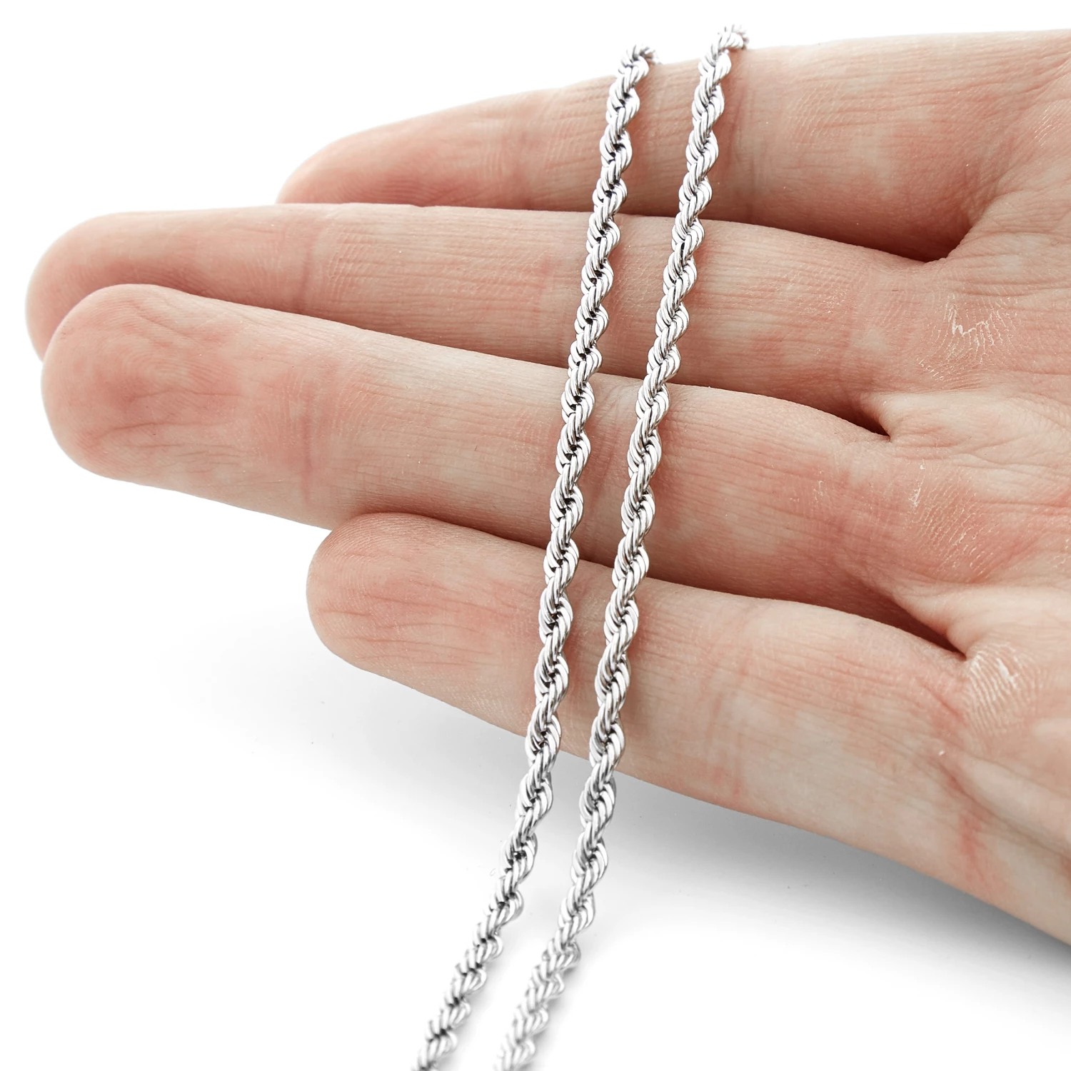 Fort Tempus Chaîne argentée torsadée fine 4 Fort Tempus Chaîne argentée torsadée fine – Image 2