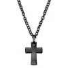 Lucleon Collier à pendentif croix et bords incurvés en acier inoxydable gris gunmetal -Colliers Soldes 27 1168fbf8143b93dfd41e79a334190bc34