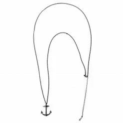 Lucleon Collier noir en acier à pendentif ancre marine -Colliers Soldes 3 3 131