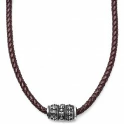 Fort Tempus Collier en cuir marron et pendentif tête de mort